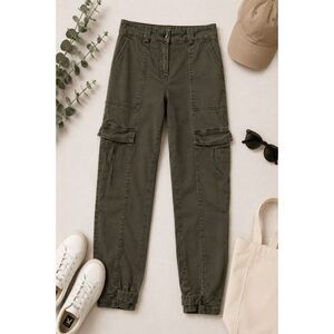 H&M Dark Khaki Utility Military Cargo Pants Size 4 (29x26) (1025)